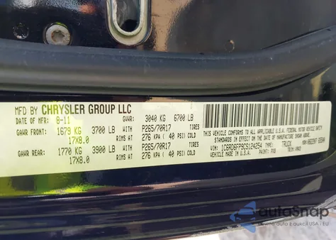 2012 Ram 1500 St from USA, damaged, VIN 1C6RD6FP9CS124254